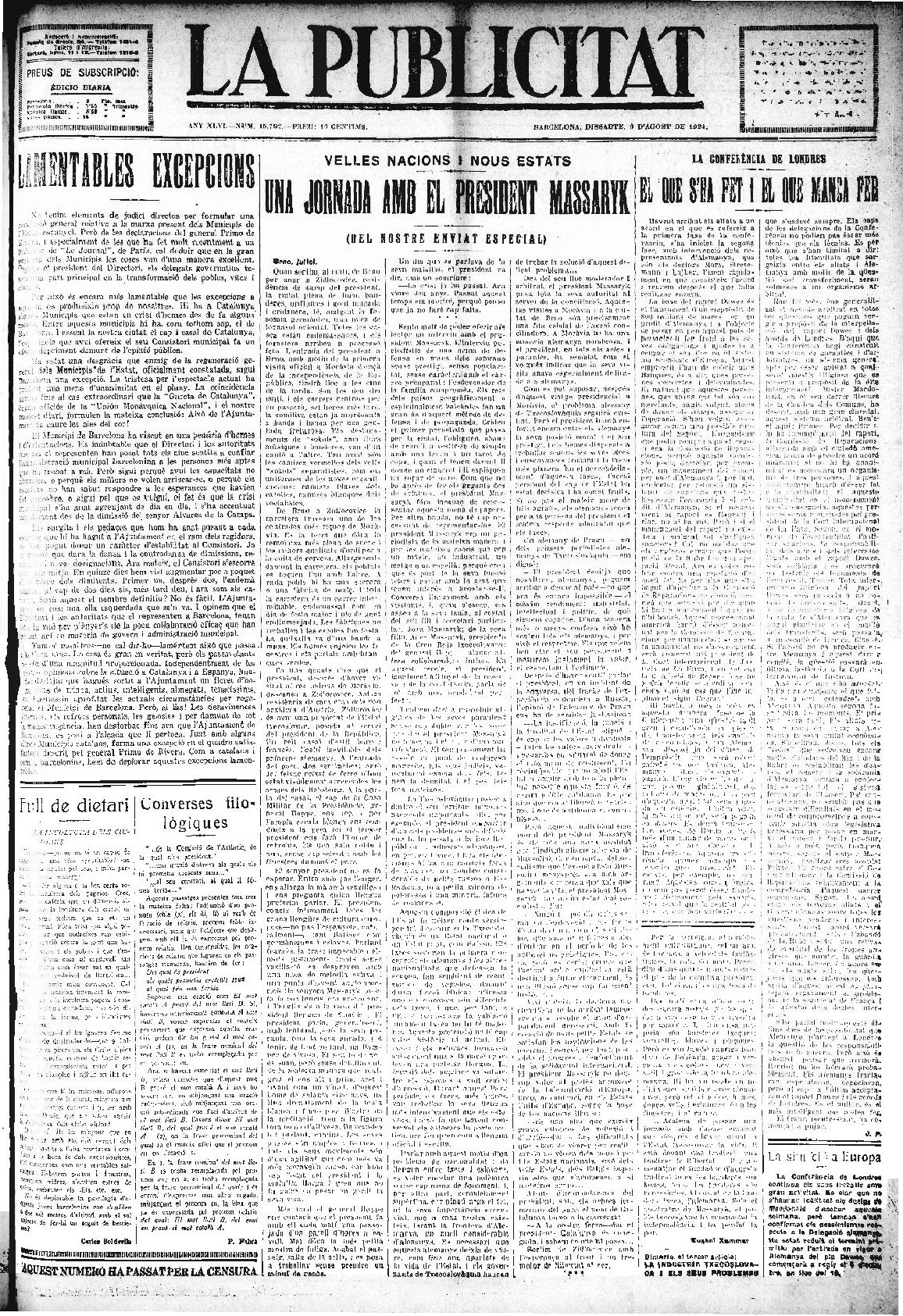 La Publicitat, 09-08-1924