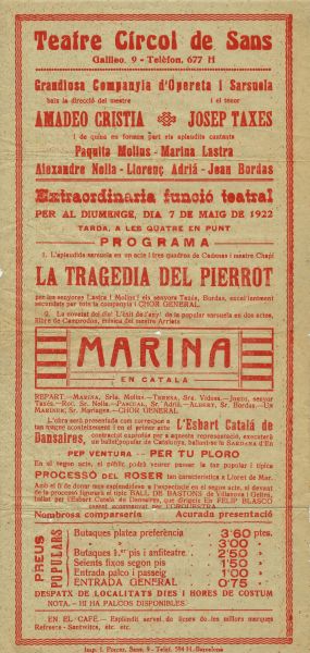 07-05-1922 Teatre Crcol de Sants de Barcelona