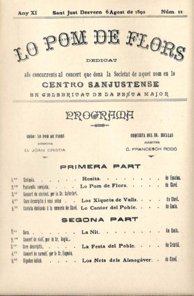 JCV - 1892 - Centro Sanjustense - Sant Just Desvern - Fons: Cor lo Pom de Flors de Sant Just Desvern