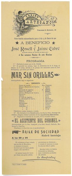 JCV - Programa de m de la funci del 13 de gener de 1901 al Casino Artes de Grcia. 1901. Collecci Club Excursionista de Grcia. AMDG. Nmero de registre CEG_98-2.1.24