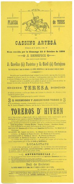 JCV - Programa de m de la funci del 22 doctubre de 1899 al Casino Artes de Grcia. 1899. Collecci Club Excursionista de Grcia. AMDG. Nmero de registre CEG_98-2.1.28