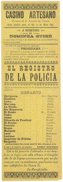 JCV - Programa de m de la funci del 21 de maig de 1899 al Casino Artes de Grcia. 1899. Collecci Club Excursionista de Grcia. AMDG. Nmero de registre CEG_98-2.1.27